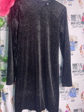 Catherine Malandrino Black Sequin Grid Shift Dress